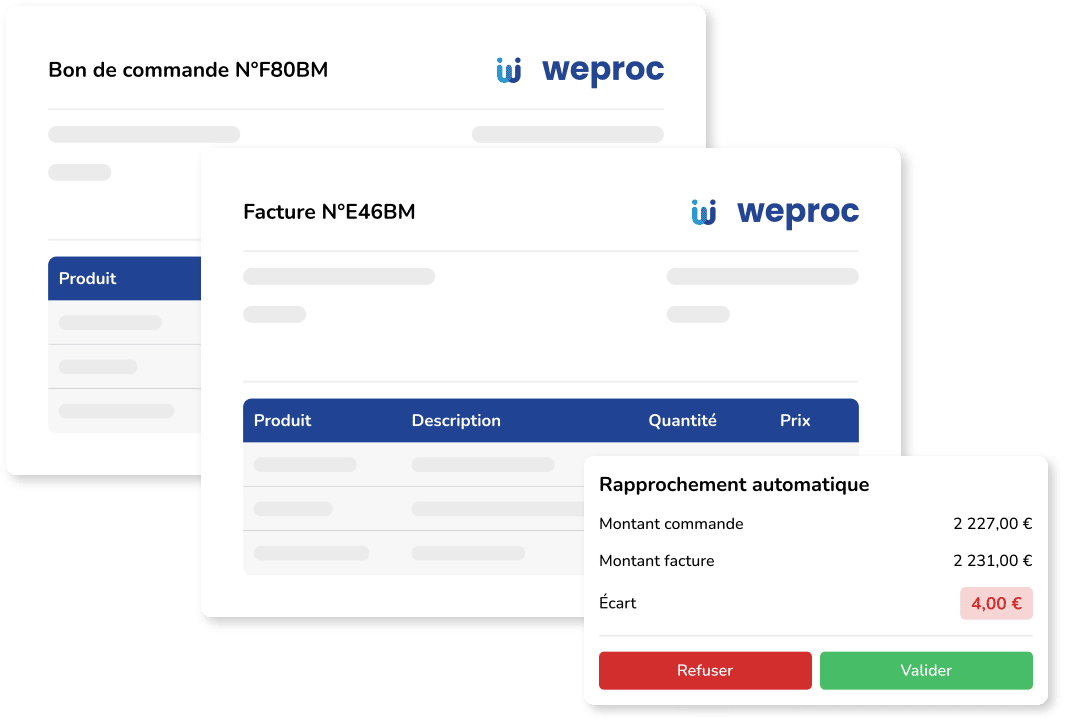 rapprochement facture et bon de commande