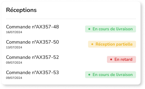 suivi receptions commandes