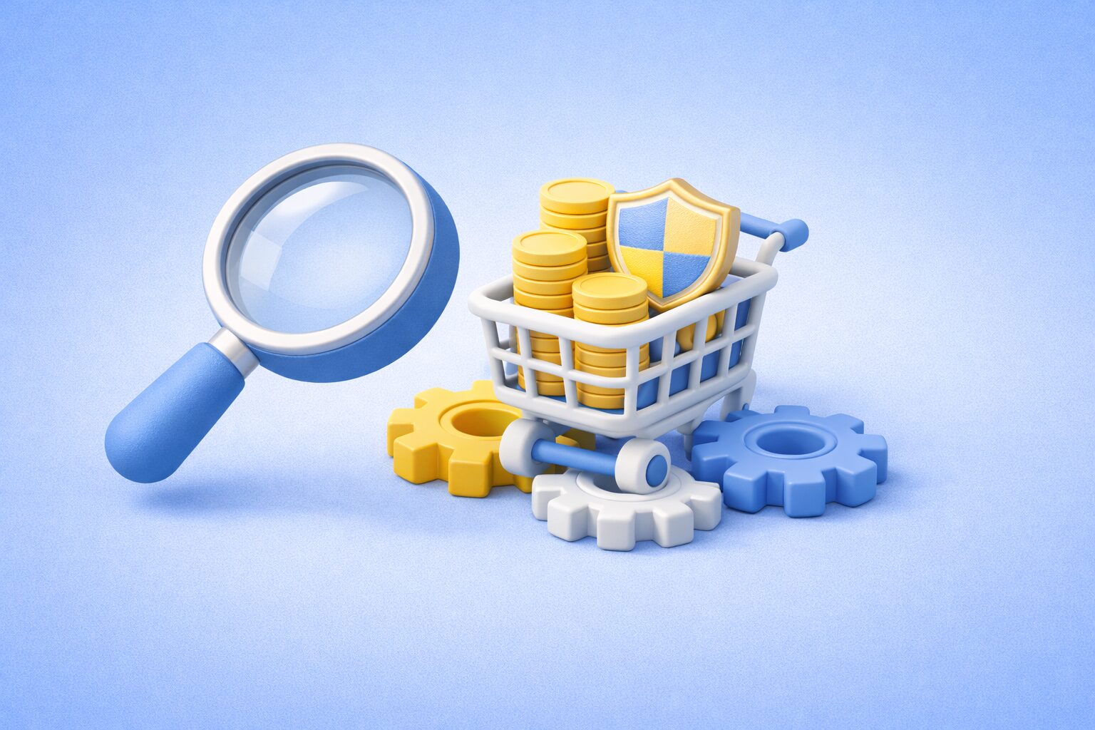 Illustration 3D des KPI achats montrant le pilotage des dépenses et la maîtrise des engagements