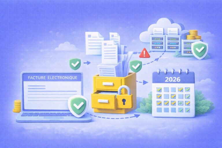 Diagram showing compliant electronic invoice reception and storage processes for businesses in 2026.