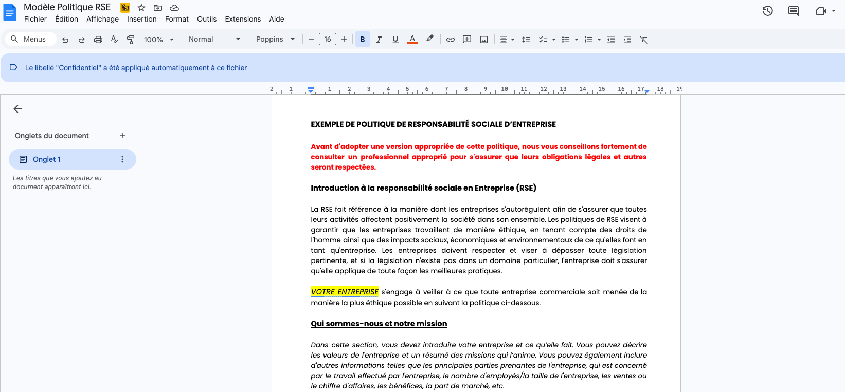 Preview of the Weproc CSR Policy template