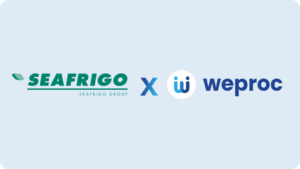 Logos Seafrigo et Weproc réunis pour le témoignage client sur la digitalisation de la gestion des achats